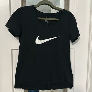 Nike black tee with white swoosh, size medium!